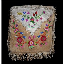 Lake Athabascan Embroidered Pouch ca. 1900 Given as a Gift From Chief To Bishop George Holmes 10" H.