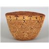 Image 1 : Finely Woven Sechelt Burden Basket with Imbricated Geometric Design 11" H. 7 1/2" W. 7 3/4" H.  Fine