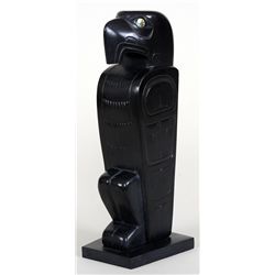 Haida Argillite Eagle Totem Carved by Glen Pollard 8 1/4" H. 2 7/8" W. Base  Good Condition