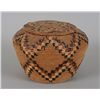 Image 1 : Lillooet Lidded Basket with Diamond Imbricated Design ca. 1980  10" D. 8" H.  Good Condition with Ve