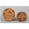 Image 2 : Lillooet Coiled Cedar Wool Basket with Diamond Imbricated Design 5" D. 4 1/2" H.  Good Condition