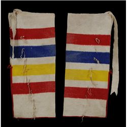 Pair of 19TH C. Sioux Trade Blanket Leggings From the Standing Rock Reservation - Dakotas 33" H. wit