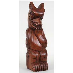 Coast Salish Welcome Bear Holding a Salmon Behind His Back Carved by Doug LaFortune 20" H.  Good Con