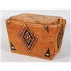 Image 1 : Salish Lidded Basketry Trunk with Diamond Imbricated Design 22 1/2" L. 16" W. 15" H.  Good Condition