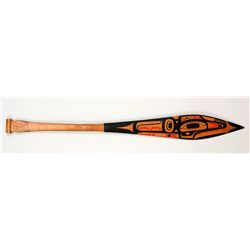 Northwest Coast Dance Paddle with Painted Wasco Design on Both Sides 44 1/2" L. 5" W.  Good Conditio