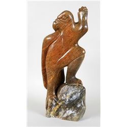 Abraham Anghik Rubin Soapstone Shaman Eagle Transformation Sculpture 29  H. 12  W .Approx. 90 LBS  G