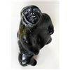 Image 2 : Qaqasiralaq Kullualik Inuit Soapstone Carving of an Inuk Pulling Up 6" H. 6 1/4" W.  Good Condition