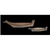 Image 1 : Two Makah Model Canoe; One 10 3/4" L.  Fair Condition and One with Painted Design  6 3/4" L.  Good C