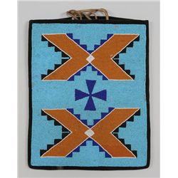 Yakama Beaded Panel Bag with Geometric Design Ex: Magyar Museum Collection 12"x 15"  Good Condition 