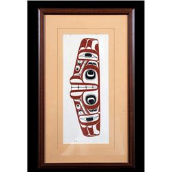 Robert Davidson Serigraph Killer Whale Fin '73  95/215  14 1/2"x 24" Framed  Fair Condition