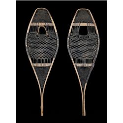 Pair of Western Cree Snowshoes ca. 1890 Deaccessioned Glenbow Museum 37" L. 11 1/2" W.  Fair Conditi