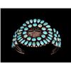 Image 1 : Zuni Silver and Turquoise Cluster Bracelet Marked LMB 42.6 GMS 5 3/4" L.  Good Condition