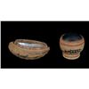 Image 2 : Nuu-chah-nulth Lidded Basketry Covered Shell with Canoe and Bird Design 4" L. 3" W. and a Basketry C