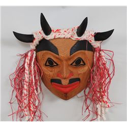 Young Shaman Mask Carved by Tom LaFortune 12 1/2" H. 9 1/2" W.  Good Condition