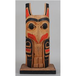 Cowichan Thunderbird Totem Carved By Francis Louie - Duncan, B.C. 37 1/2" H.  Good Condition with Ch