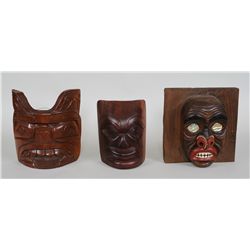 Square Portrait Mask 10 1/2" Sq., Beaver Mask 10 1/2" H. 10" W. and a Portrait Mask 9" H. 7" W. - Al