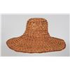 Image 2 : Northwest Coast Cedar Bark Hat with Painted Whale Design 16 3/4" D. 7 1/2" H.  Good Condition