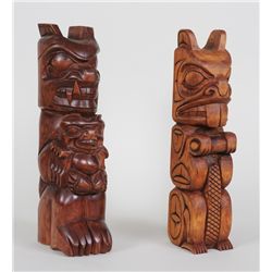 Coast Salish Bear Mother Carving by Doug LaFortune 15 1/2" H. and a Beaver Carving by Frank Paige 15