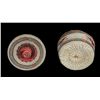 Image 2 : Nuu-chah-nulth Knob Top Basket with Eagle Holding Arrow Design 4 1/2" D. 3 1/2" H.  Good Condition