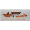 Image 2 : Four Northwest Coast Carvings; Canoe with Paddles 12" L., Whale by Perry LaFortune 11" L., Model Fis