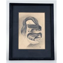 Joe David Pencil Drawing of a Bukwus 14 3/4"x 18 3/4"  Good Condition