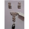Diamond 0.88 Ctw ,Semi-Precious Gemstone 7.20 Ctw Pendant and Earring Set Sterling 92.5 Silver 11.30