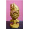 Image 4 : Hand Carved Wooden Decorative Owl With Baby Inside Sculpture