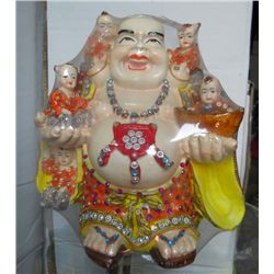 Laughing Buddha Polystone Sculpture Heigth 9 inch, Width 9.5 inch