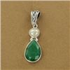 Image 1 : 3.80g Pendant of Emerald and Pearl Sterling Silver