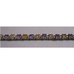 9.730g Bracelet of Citrine and Amethyst Sterling Silver