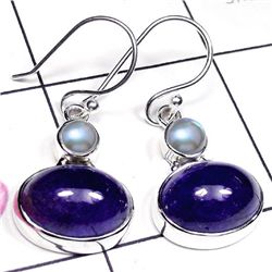 3.70g Earring of Tanzanite and Pearl Sterling Silver
