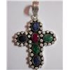 Image 1 : Emerald,Sapphire,Ruby and CZ 29.380g Pendant Sterling Silver