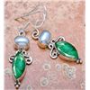 Image 1 : 3.10g Earring of Emerald and Pearl Sterling Silver