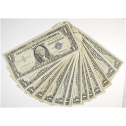 ( 21 ) U.S. $1.00 SILVER CERTIFICATES, RANGING FROM VG TO XF