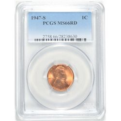 1947-S LINCOLN WHEAT CENT, PCGS MS-66 RED