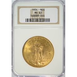 1924 $20.00 St. GAUDENS GOLD NGC MS63 NICE