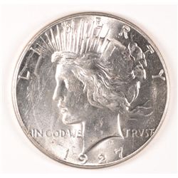 1927-S PEACE SILVER DOLLAR, MS-64+ BLAST WHITE!