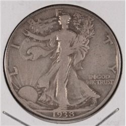 1938-D WALKING LIBERTY HALF DOLLAR VF