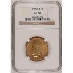 1909-S $10 GOLD INDIAN NGC AU 50