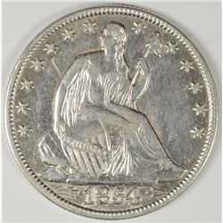 1854-O SEATED HALF DOLLAR AU 58