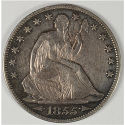 1855-O SEATED HALF DOLLAR AU 53