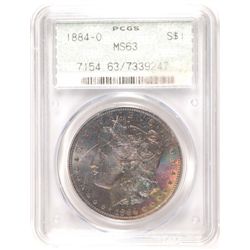 1884-O MORGAN DOLLAR PCGS MS63 TONED