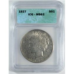 1927 PEACE DOLLAR ICG MS62