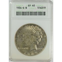 1934-S PEACE DOLLAR ANACS EF-40