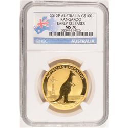 2012 P AUSTRALIAN KANGAROO 1 OZT GOLD NGC MS70
