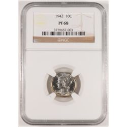 1942 PROOF MERCURY DIME NGC PF 68