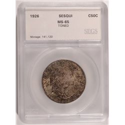 1926 SESQUI COMMEM HALF DOLLAR SEGS MS65 TONED