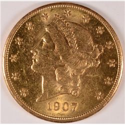 1907 $20 GOLD LIBERTY MS62
