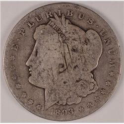 1893 MORGAN SILVER DOLLAR, GOOD