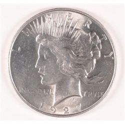 1927-D PEACE SILVER DOLLAR, MS-63+  WHITE
